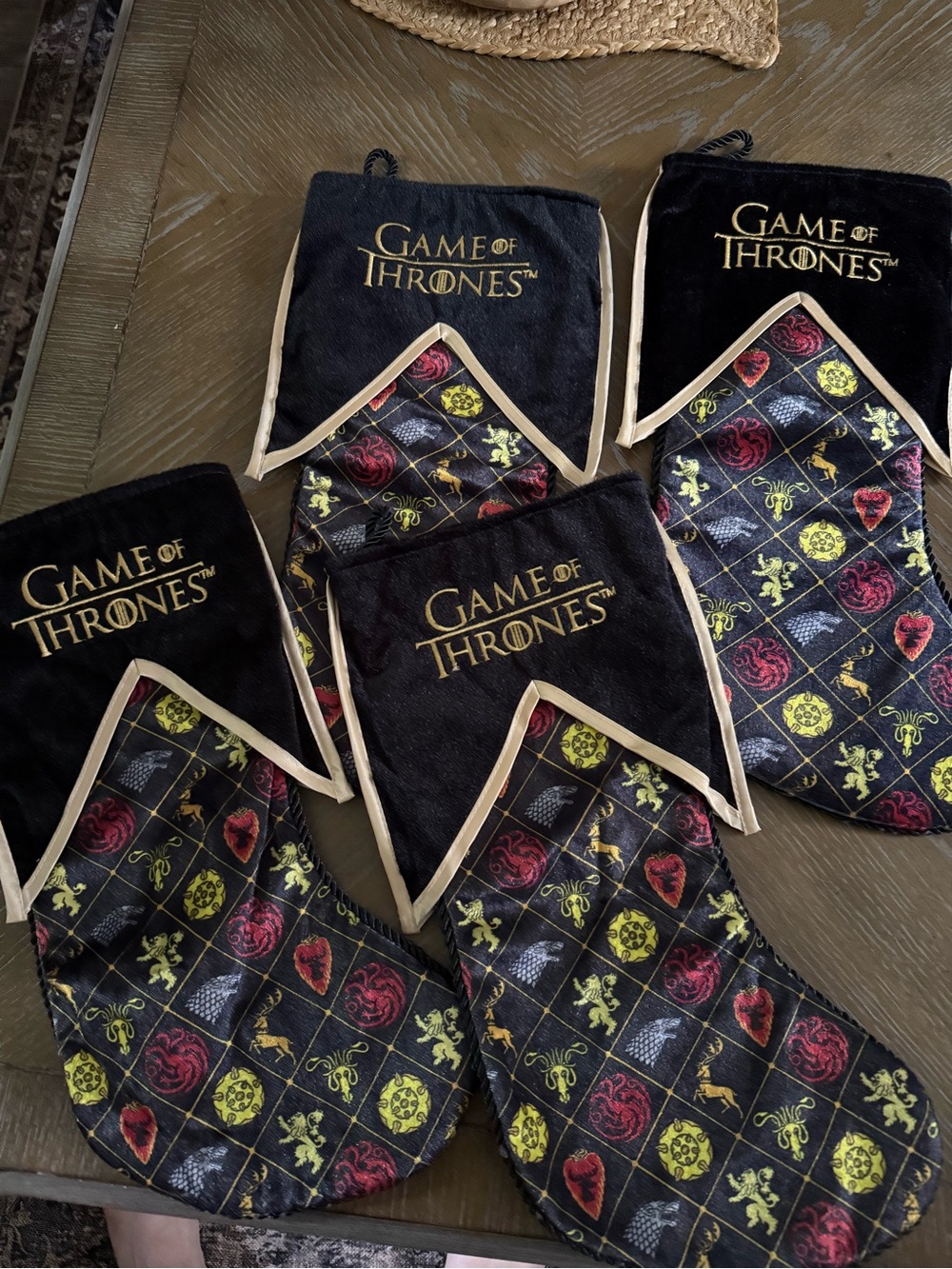 Game of Thrones Black & Gold Holiday Stockings - Set of 4